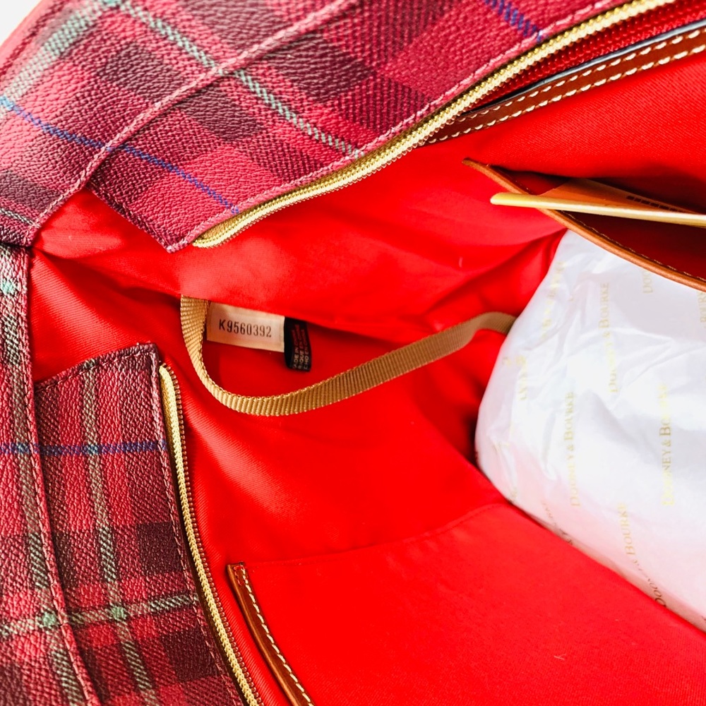NWT DOONEY & BOURKE TOTE Cranberry Tiverton Plaid - Picture 7 of 12